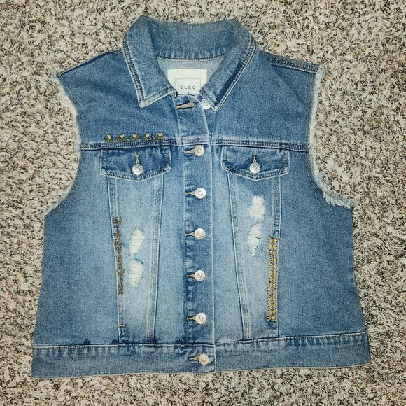 Cleo + Wolf Jackets & Blazers - Cleo + Wolf Oversized Embroidered Denim Vest | Medium Wash | Western Boho 🤠